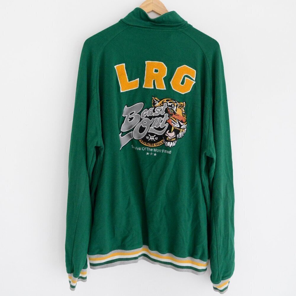 LRG Roots And Equipment Green Embroidered Tiger Zip Up Track Jacket 3XL